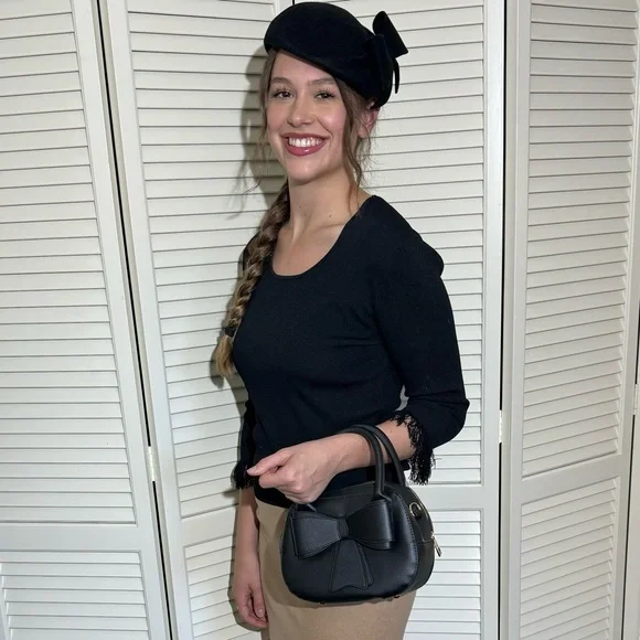 Women’s Black Sweater - Cyrus - Scoop Neck & 3/4 Sleeves with Fringe - Size M - Picture 7 of 16